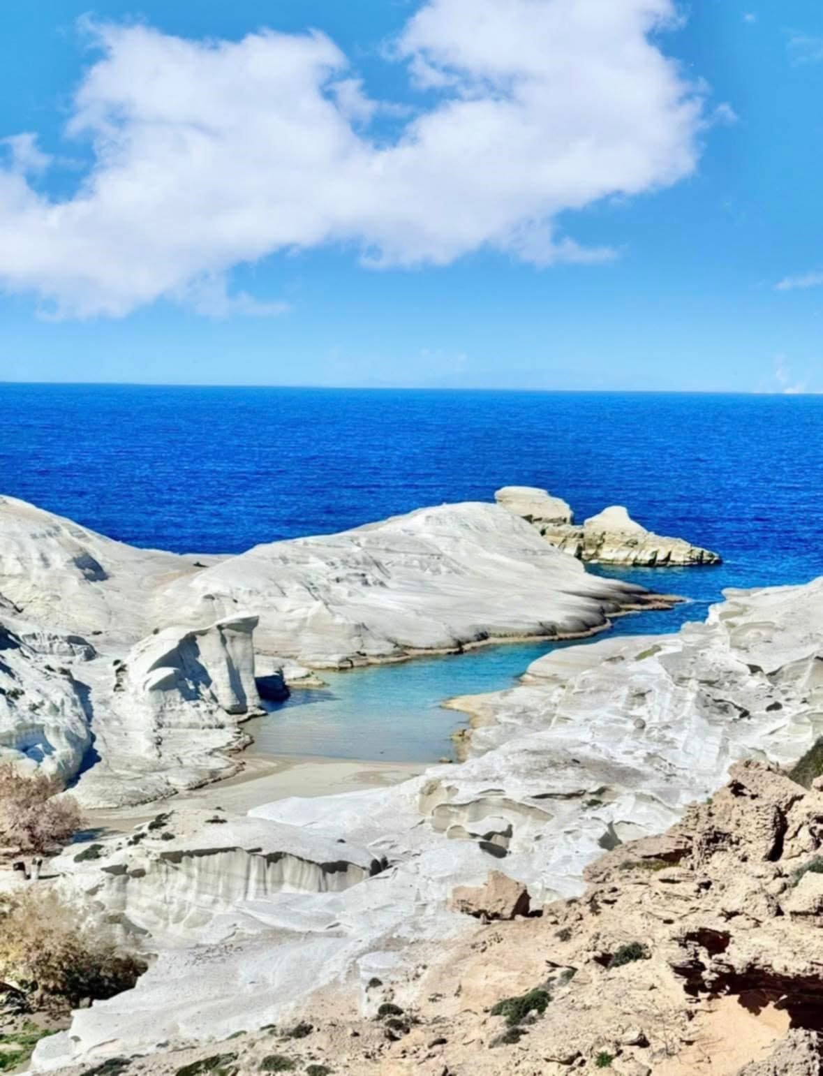 The white lunar rock formations of Sarakiniko in Milos